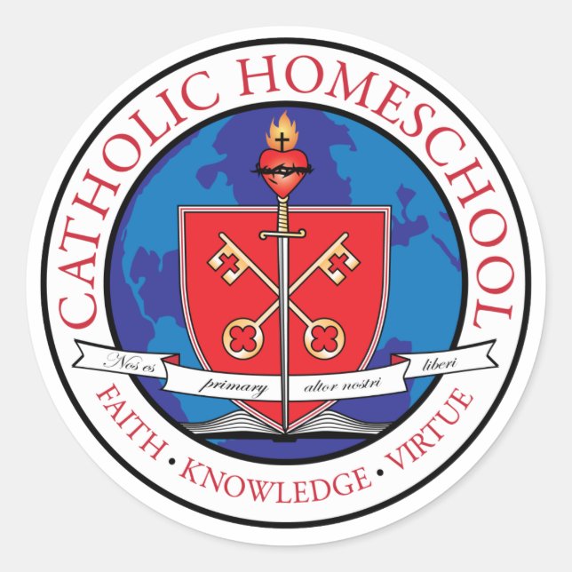 Catholic Homeschool Crest Sticker Sheet (Front)