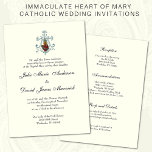 Catholic Ivory Wedding Marian Cross Reception Invitation<br><div class="desc">Personalize our beautiful traditional Catholic ivory wedding invitations with a beautiful Marian Cross of the Blessed Virgin Mary with her Immaculate Heart. The back includes all the information for the reception, rsvp, & register. All text and fonts can be modified. There are many coordinating items that match this design in...</div>