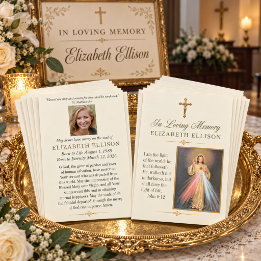Catholic Jesus Divine Mercy Funeral Prayer Card
