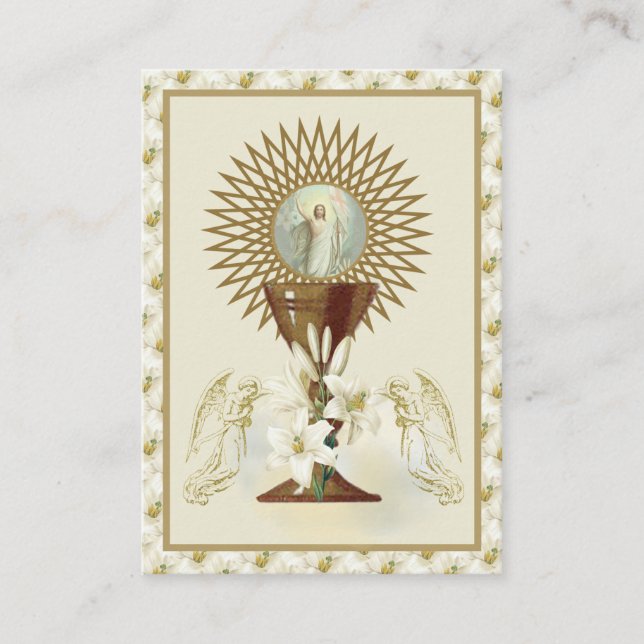 Catholic Jesus Eucharist Angels Prayer Easter  Business Card (Front)