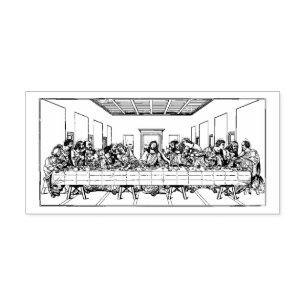 Catholic Jesus Last Supper Religious Apostles Rubber Stamp
