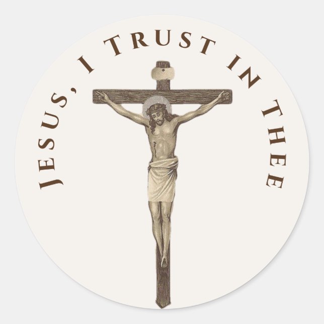 Catholic Jesus on Crucifix Divine Mercy Classic Round Sticker (Front)
