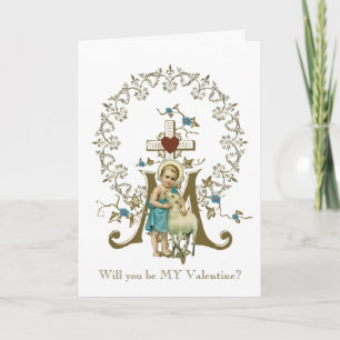 Catholic Jesus with Lamb Marian Religious Cross Card