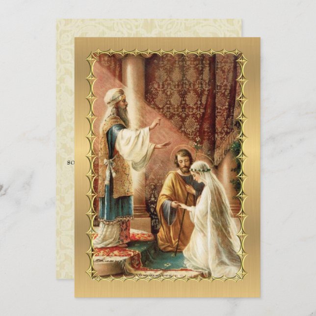 Catholic Lace Gold Wedding Invitations (Front/Back)