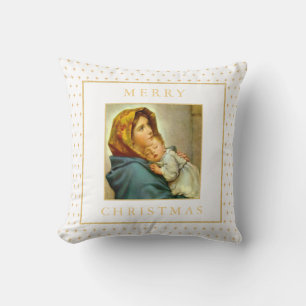Catholic Madonna & Child Religious Christmas Gift Throw Pillow
