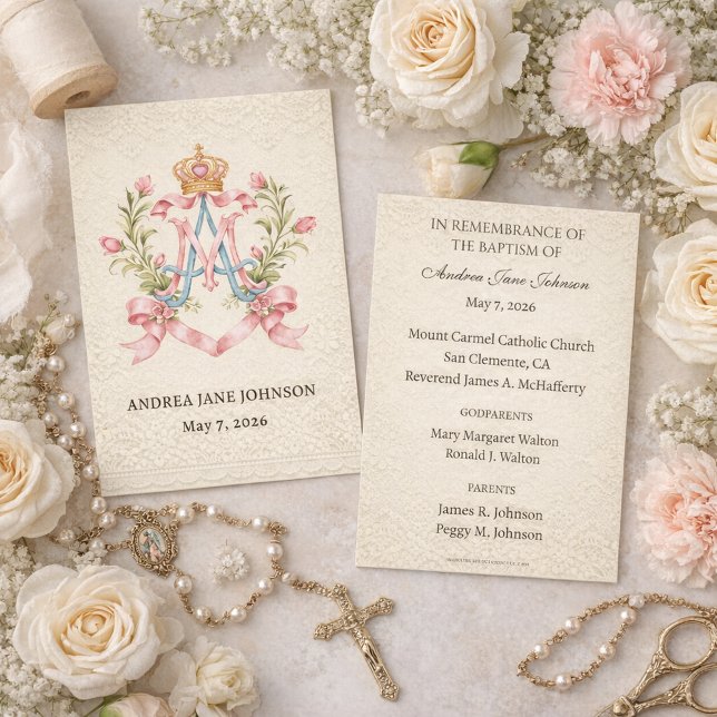 Catholic Marian Baptism Remembrance  Enclosure Card (Creator Uploaded)