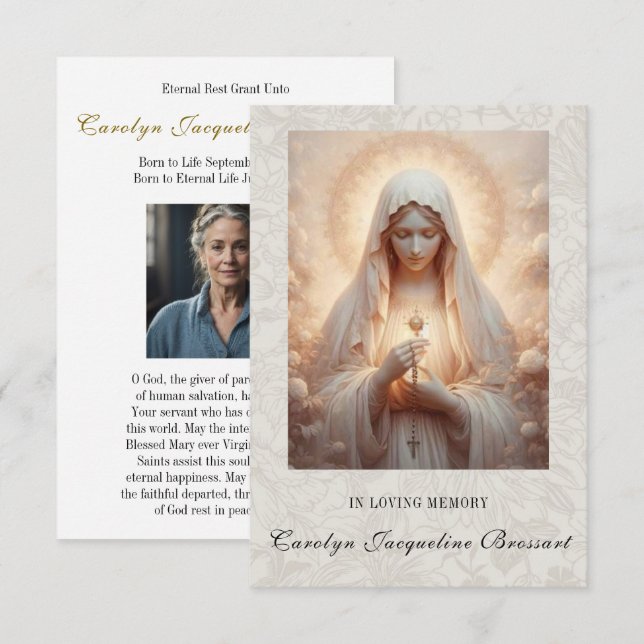 Catholic Mary Funeral Memorial Prayer Card (Front/Back)