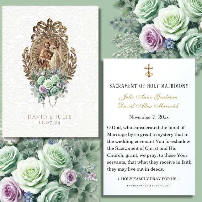 Catholic Mary Joseph Floral Wedding Prayer Cards (Creator Uploaded)