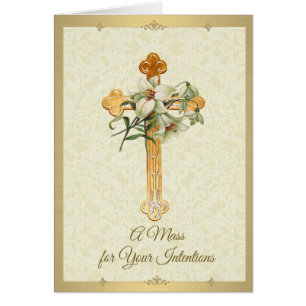 Catholic Mass Memorial Offering Cross Flowers
