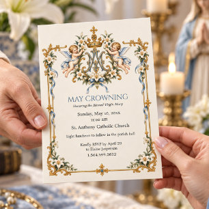 Catholic May Crowning with Marian Monog Invitation
