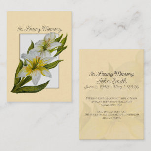 Catholic Memorial Remembrance Card Lilies
