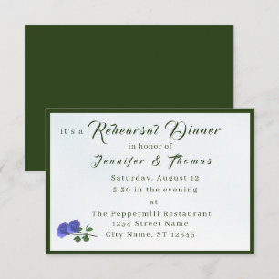 Catholic Misty-Blue & Green Rehearsal Dinner Invitation