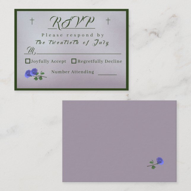 Catholic Misty Mauve and Green Response Card (Front/Back)