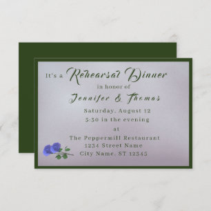 Catholic Misty Mauve & Green Rehearsal Dinner  Invitation