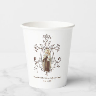 Catholic Mount Carmel Virgin Mary Jesus  Paper Cups