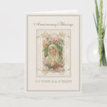 Catholic Nun Anniversary Virgin Mary Floral Card<br><div class="desc">Featuring a beautiful traditional Catholic image of the Blessed Virgin Mary with a beautiful floral design.</div>