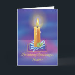 Catholic Nun Birthday Blessings with Shining Light Card<br><div class="desc">On her birthday,  let a Catholic nun know what a blessing she is to others and a shining example of God’s love. A single candle is shining in the bokeh background of soft out of focus blues,  purples and greens. Beautiful card to wish Sister a happy and blessed birthday!</div>