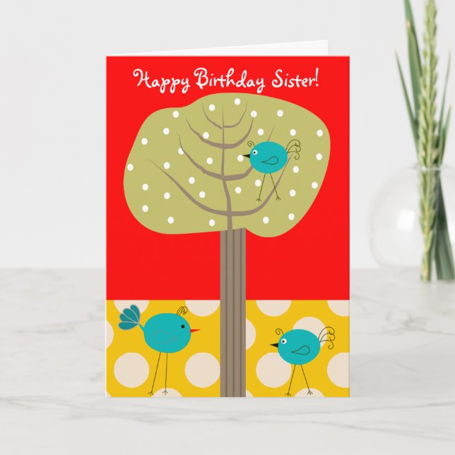 Catholic Nun Birthday Card Blue Birds (Front)