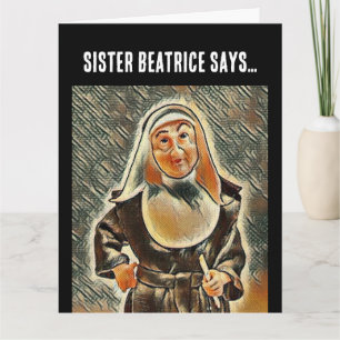CATHOLIC NUN BIRTHDAY RULER FUNNY GREETING CARD