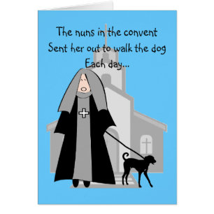 Catholic Nun Funny Cards "Walking The Dog"