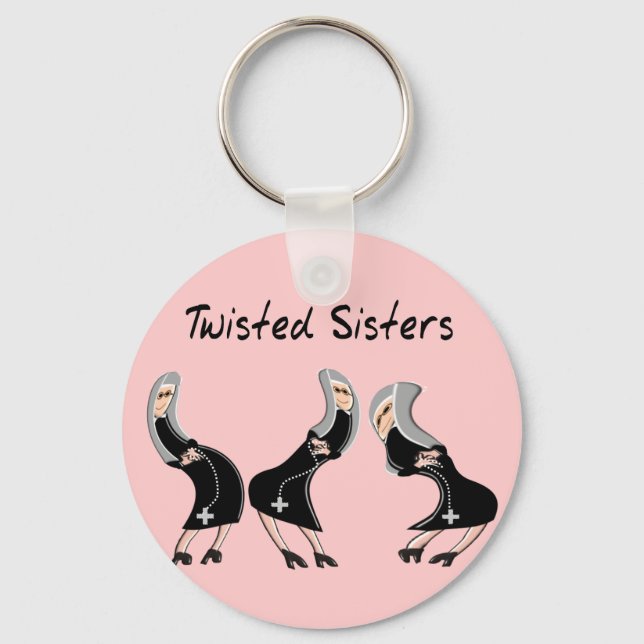 Catholic Nun Gifts "Twisted Sisters" Design Keychain (Front)
