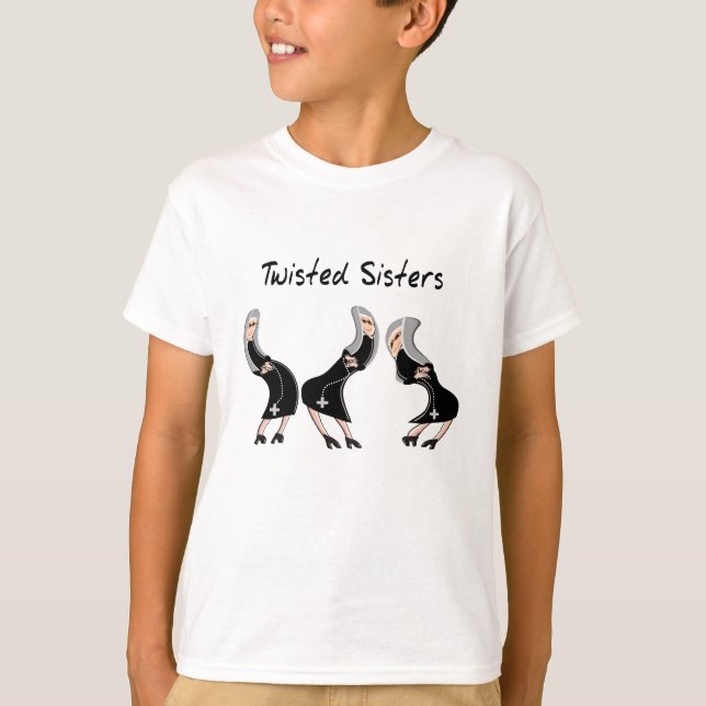 Catholic Nun Gifts "Twisted Sisters" Design T-Shirt (Front)