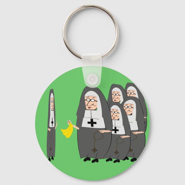 Catholic Nun Humour "Fat Sisters" Keychain (Front)