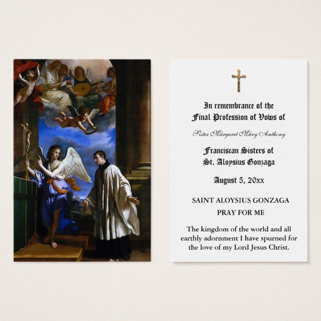 CATHOLIC NUN PROFESSION OF VOWS HOLY CARD (Front & Back)