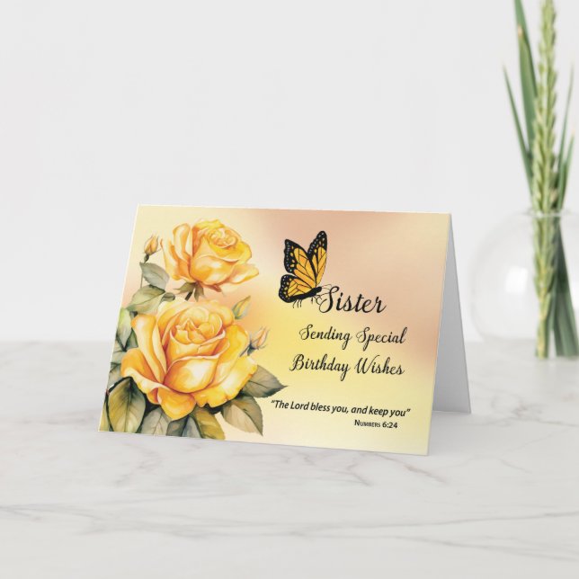Catholic Nun Religious Birthday Yellow Roses Card (Front)