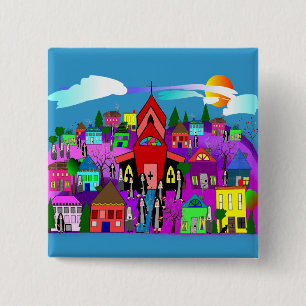 Catholic Nuns Art "Heading to Church" 2 Inch Square Button