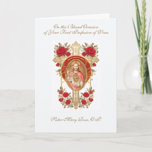 Catholic Nuns Religious Profession of Vows Card (Front)