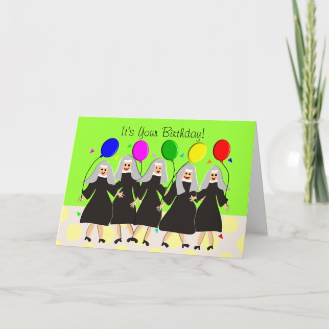 Catholic Nuns Silly Birthday Card (Front)