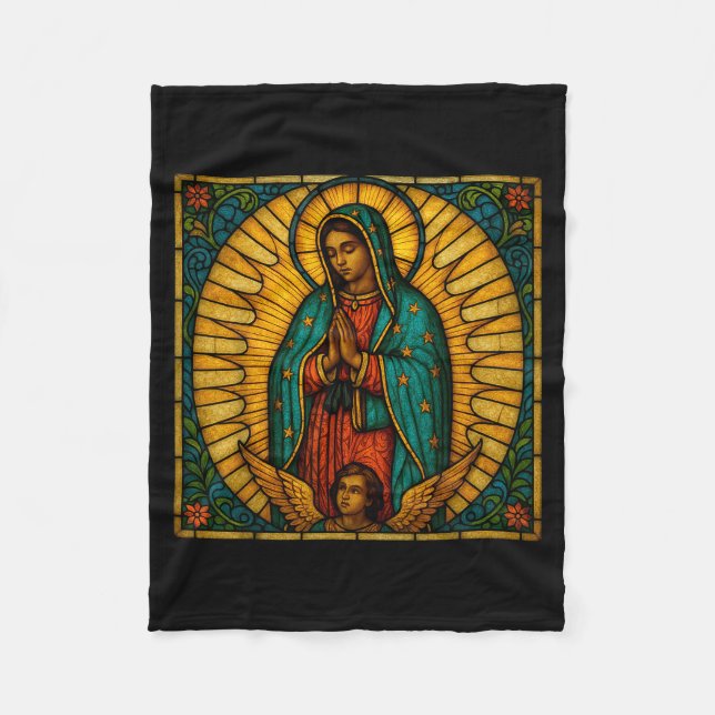 Catholic Our Lady Of Guadalupe Mexican Saint Virgi Fleece Blanket (Front)