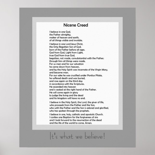 Catholic Poster Nicene Creed Christian Credo (Front)
