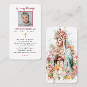 Catholic Prayer Card Our Lady of Light Virgin Mary