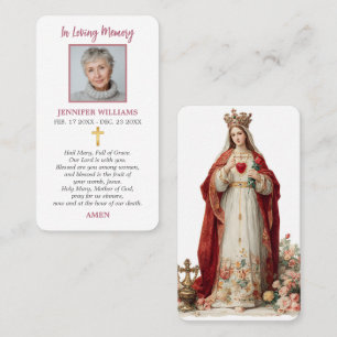 Catholic Prayer Card Virgin Mary with Roses