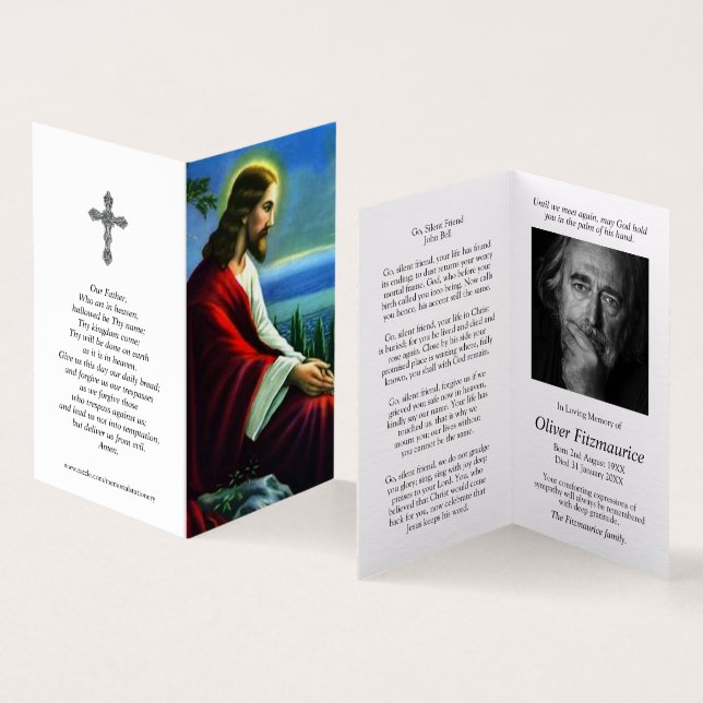 Catholic Prayer Cards | Jesus Christ Praying (Inside and Outside)