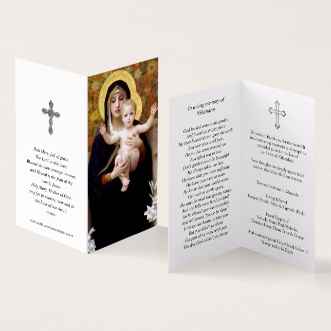 Catholic Prayer Cards | Madonna of Lilies (Inside and Outside)