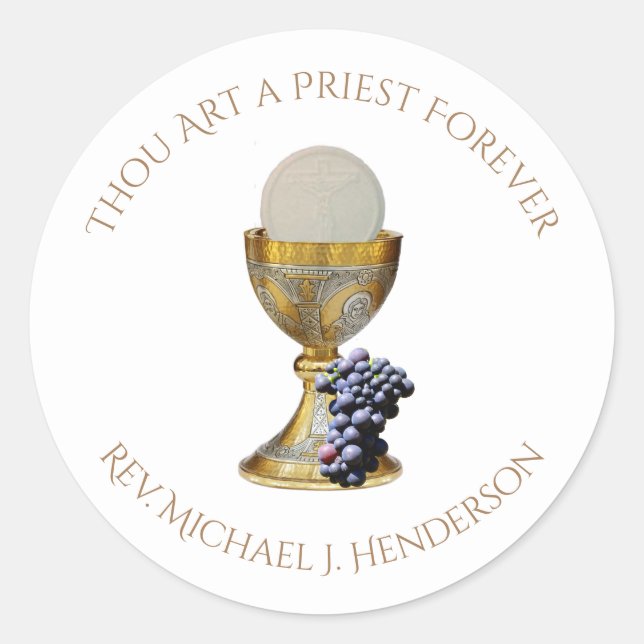 Catholic Priest Anniversary Ordination Chalice Classic Round Sticker (Front)