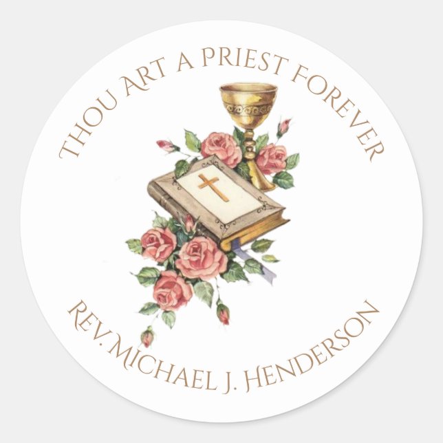 Catholic Priest Anniversary Ordination Chalice Classic Round Sticker (Front)