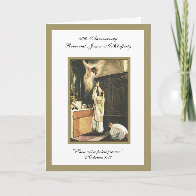 Catholic Priest Anniversary Ordination Elegant Card (Front)