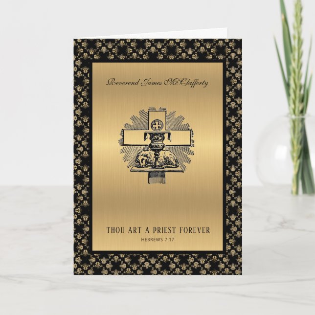 Catholic Priest Anniversary Ordination Elegant Card (Front)