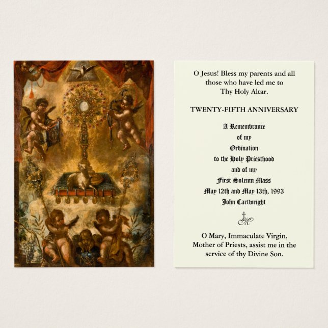 CATHOLIC PRIEST ANNIVERSARY ORDINATION HOLY CARDS (Front & Back)