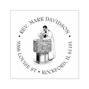 Catholic Priest Baptizing Bapy Religious Rubber Stamp