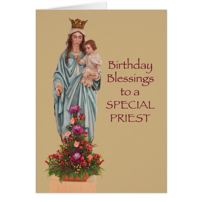 Catholic Priest Birthday Blessings Mary with Jesus (Front)