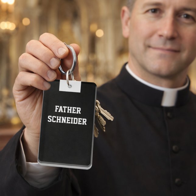 Catholic Priest Black Clergy Collar Religious Keychain (Creator Uploaded)