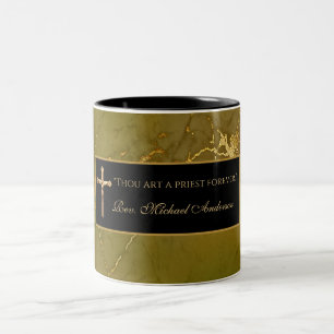 Catholic Priest Crucifix Marble Scripture Quote Two-Tone Coffee Mug