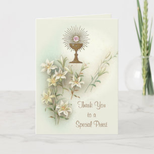 Catholic Priest First Holy Communion Thank You Holiday Card