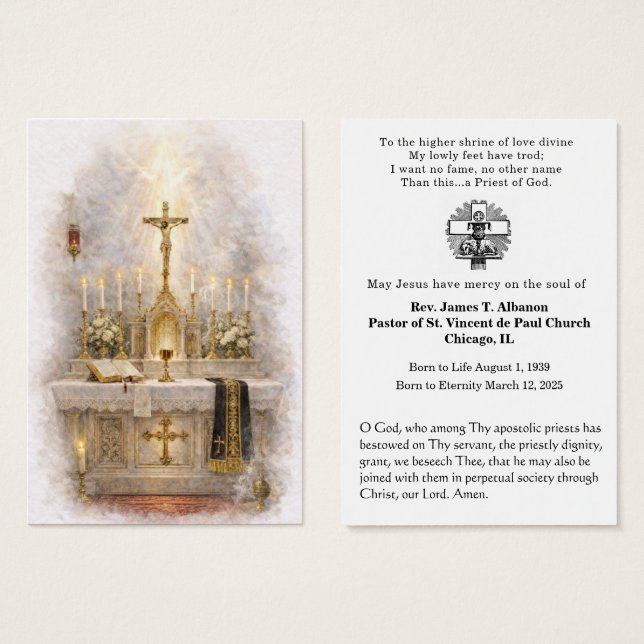 Catholic Priest Funeral Memorial Prayer (Front & Back)