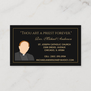 Catholic Priest Gold Black Scripture Photo Business Card